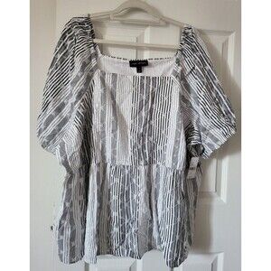 Lane Bryant Square-Neck Eyelet Peplum Top Size 22